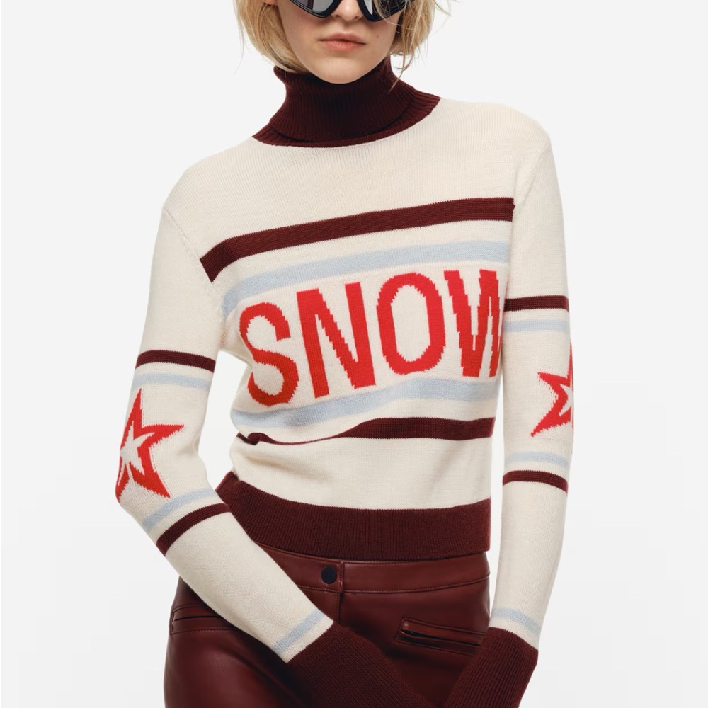 Sold-Out Perfect Moment x H&M Cream and Red Turtleneck Sweater